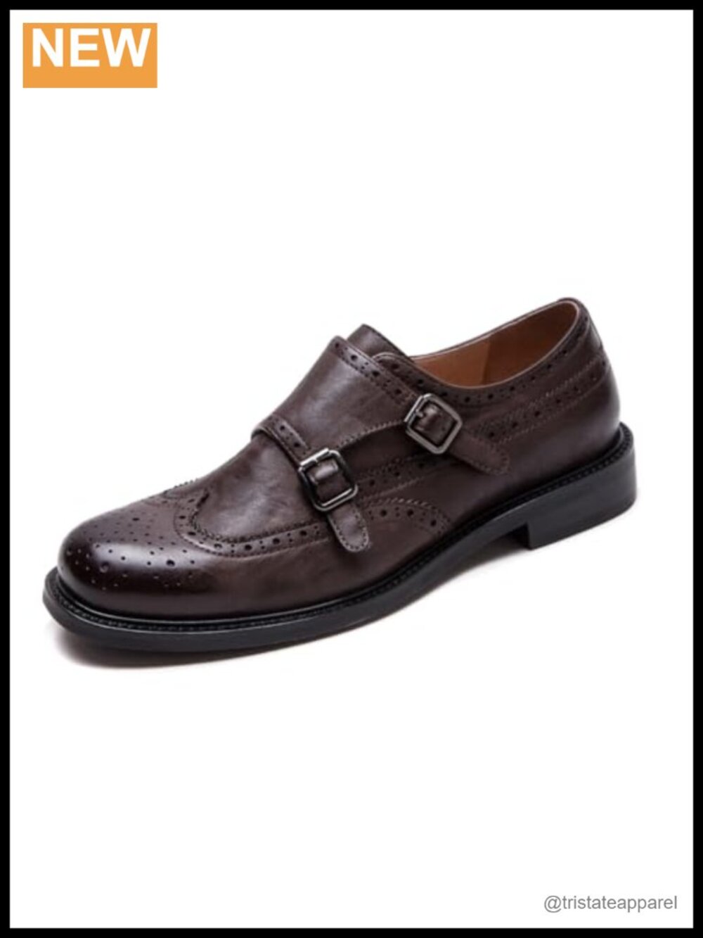 Women's Cowhide Leather Oxfords Shoes Round Toe Buckle Flat Anti-slip